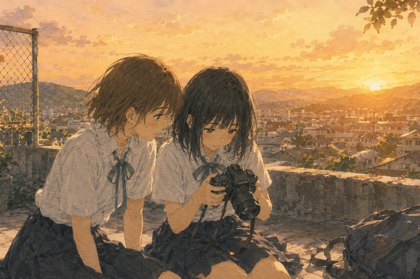 黒板の前で